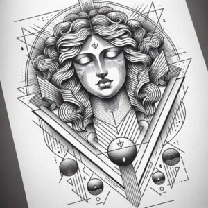 aphrodite tattoo design ideas crisp lines goddess of charm for upper thigh