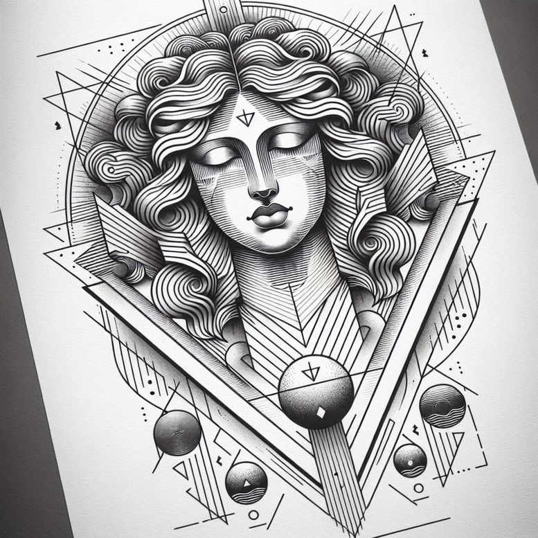 aphrodite tattoo design ideas crisp lines goddess of charm for upper thigh