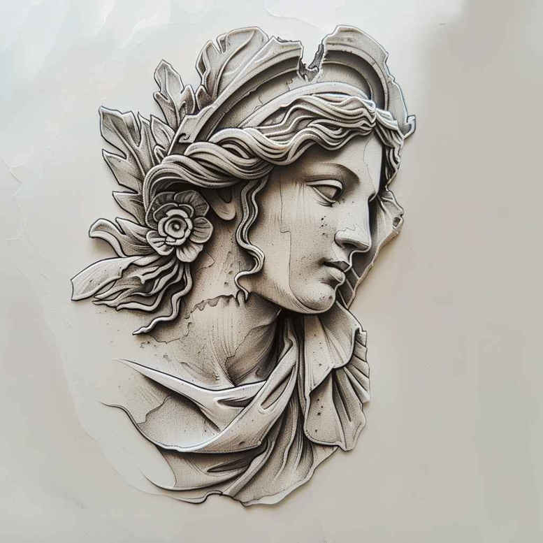 aphrodite tattoo design ideas textured shading goddess of youth for side
