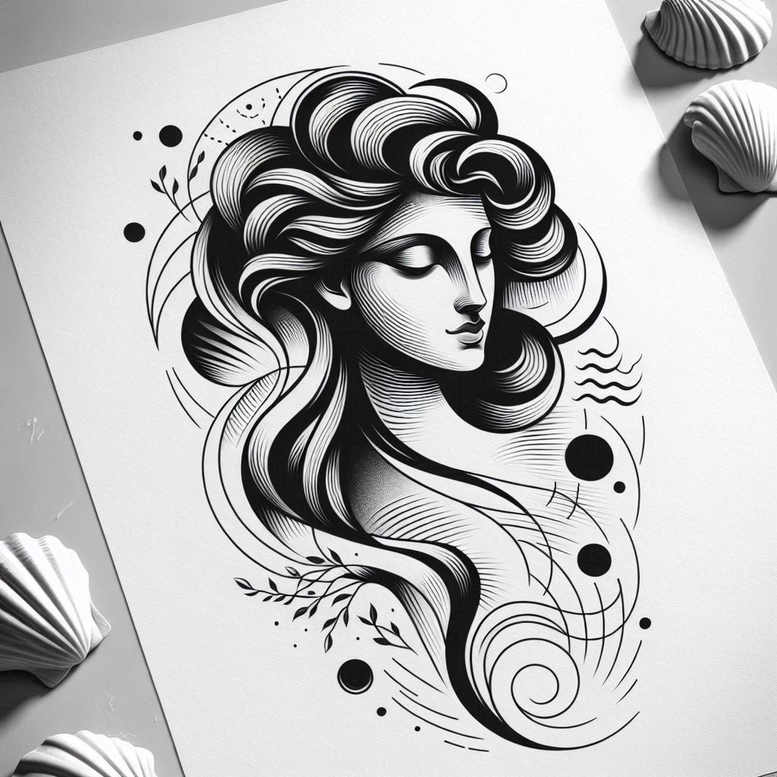 aphrodite tattoo design ideas Realism natural contrast romantic for arm