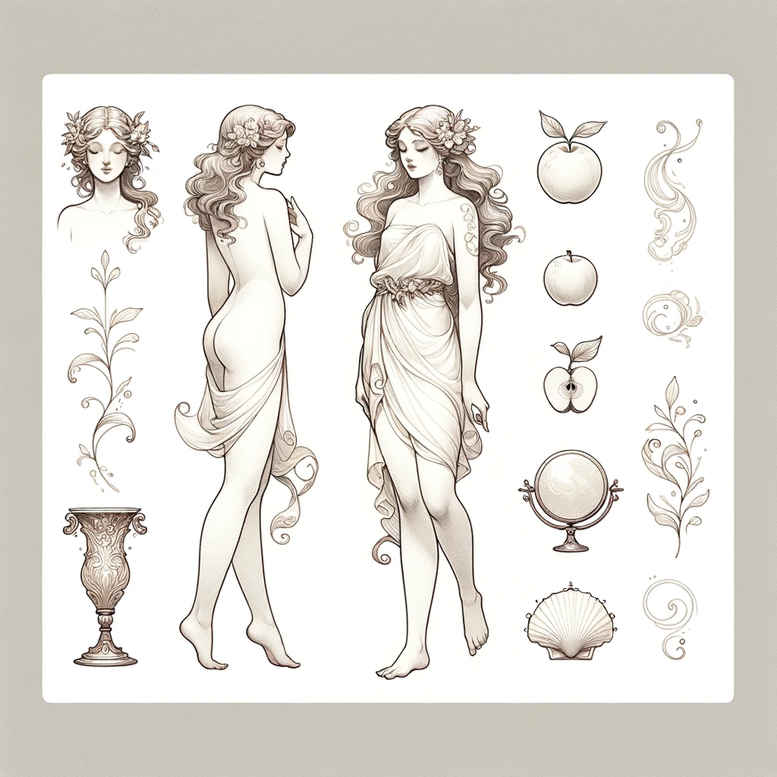 aphrodite tattoo design ideas ambiguous space sea-born for back shoulder