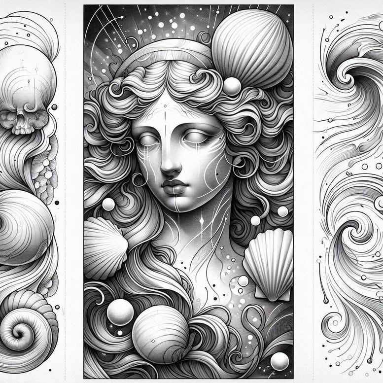 aphrodite tattoo design ideas real-life shading sea-born for outer arm
