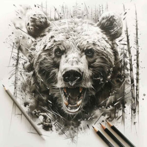 bear-emblem – tattoo design ideas free ai generated – neotraditional-clean-contrast – for-chest – Gallery: bears-inkby-ai