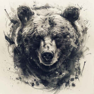 bear-emblem – tattoo design ideas free ai generated – surrealism-chromatic-aberration – for-toe – Gallery: bears-inkby-ai
