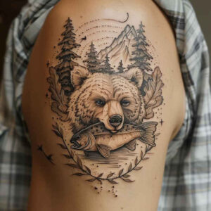 bear-energy – tattoo design ideas free ai generated – realism-transparent-layer – for-heel – Gallery: bears-inkby-ai
