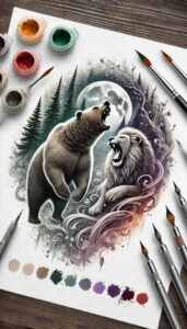 bear-essence – tattoo design ideas free ai generated – realism-naturalistic – for-fingers – Gallery: bears-inkby-ai