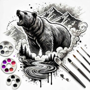 bear-essence – tattoo design ideas free ai generated – surrealism-phantom – for-side-torso – Gallery: bears-inkby-ai