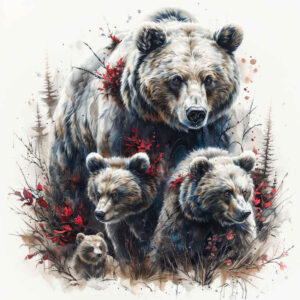 bear-fierce-protector – tattoo design ideas free ai generated – realism-skin-realism – for-lower-chest – Gallery: bears-inkby-ai