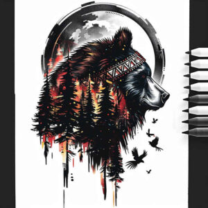 bear-figure – tattoo design ideas free ai generated – realism-real-shadows – for-sternum – Gallery: bears-inkby-ai