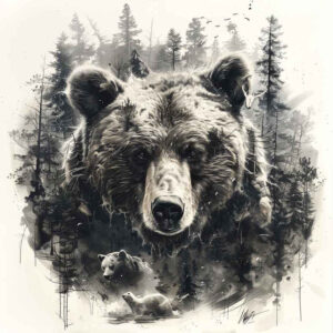 bear-force – tattoo design ideas free ai generated – neotraditional-bold-texture – for-outer-arm – Gallery: bears-inkby-ai