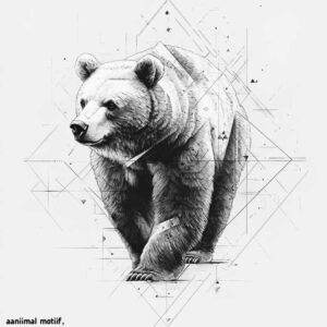 bear-guide – tattoo design ideas free ai generated – surrealism-unconscious-imagery – for-lower-thigh – Gallery: bears-inkby-ai