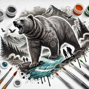bear-icon – tattoo design ideas free ai generated – surrealism-beyond-reality – for-heel – Gallery: bears-inkby-ai