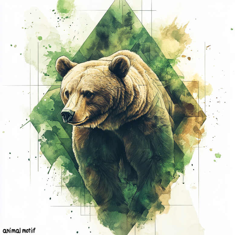 bear-icon – tattoo design ideas free ai generated – surrealism-dynamic-shapes – for-upper-back – Gallery: bears-inkby-ai