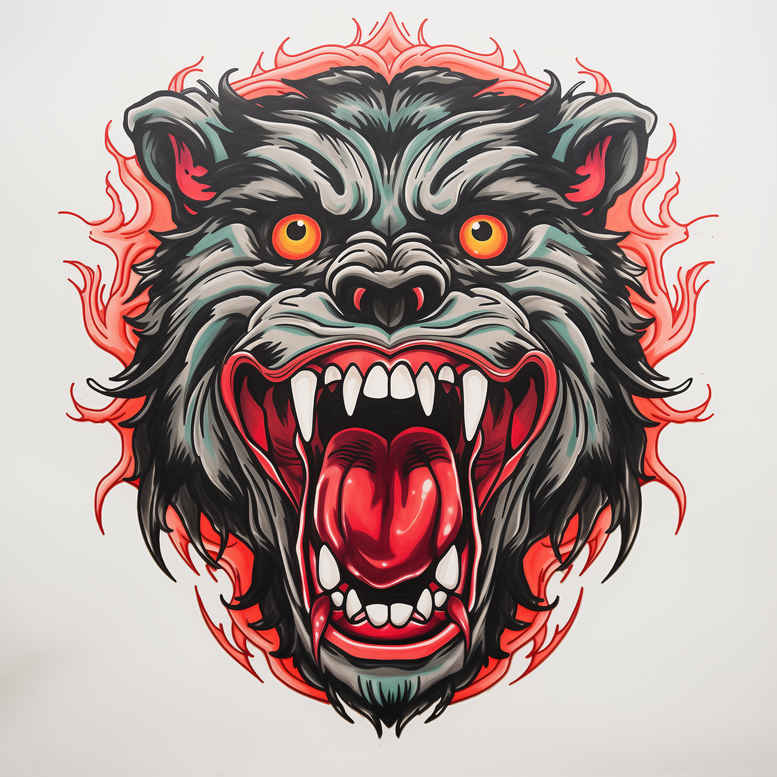 bear-natural-strength – tattoo design ideas free ai generated – neotraditional-layered-fill – for-foot – Gallery: bears-inkby-ai