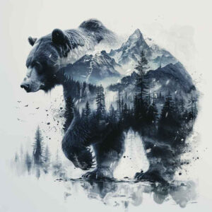 bear-power – tattoo design ideas free ai generated – neotraditional-sharp-contrast – for-elbow – Gallery: bears-inkby-ai