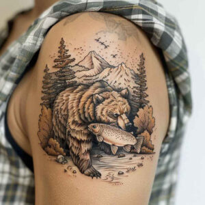 bear-power – tattoo design ideas free ai generated – neotraditional-vivid-detail – for-collarbone – Gallery: bears-inkby-ai