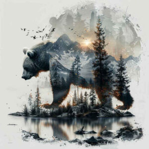 bear-power – tattoo design ideas free ai generated – realism-naturalistic – for-ribs – Gallery: bears-inkby-ai