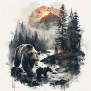 bear-protector – tattoo design ideas free ai generated – neotraditional-dynamic-linework – for-arm – Gallery: bears-inkby-ai