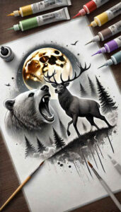bear-strength – tattoo design ideas free ai generated – surrealism-ethereal – for-inner-arm – Gallery: bears-inkby-ai