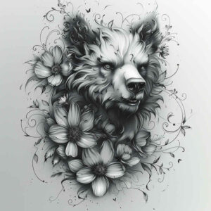 bear-strength-symbol – tattoo design ideas free ai generated – neotraditional-vivid-gradients – for-biceps – Gallery: bears-inkby-ai