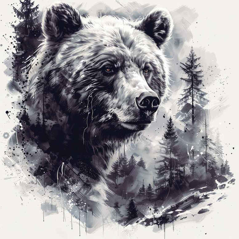 bear-symbol – tattoo design ideas free ai generated – neotraditional-dynamic-color – for-arm – Gallery: bears-inkby-ai