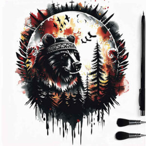 bear-symbol – tattoo design ideas free ai generated – neotraditional-precise-lines – for-back – Gallery: bears-inkby-ai