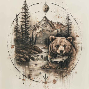 bear-symbol – tattoo design ideas free ai generated – surrealism-displaced-objects – for-heel – Gallery: bears-inkby-ai