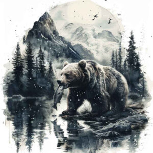 bear-tattoo – tattoo design ideas free ai generated – neotraditional-bold-highlights – for-collarbone – Gallery: bears-inkby-ai