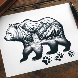 bear-tattoo – tattoo design ideas free ai generated – neotraditional-clean-fill – for-shin – Gallery: bears-inkby-ai