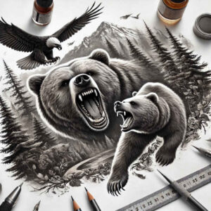 bear-tattoo – tattoo design ideas free ai generated – neotraditional-vivid-detail – for-side – Gallery: bears-inkby-ai