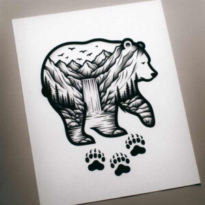 bear-tattoo – tattoo design ideas free ai generated – realism-gradient-tones – for-elbow – Gallery: bears-inkby-ai