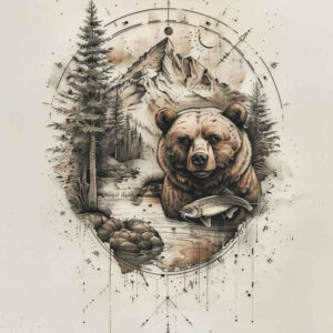 bear-tattoo – tattoo design ideas free ai generated – surrealism-blurred-boundaries – for-inner-arm – Gallery: bears-inkby-ai