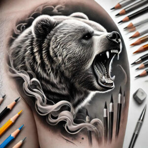 bear-totem – tattoo design ideas free ai generated – realism-realistic-movement – for-spine – Gallery: bears-inkby-ai