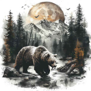 bears – tattoo design ideas free ai generated – neotraditional-classic-motifs – for-side-torso – Gallery: bears-inkby-ai