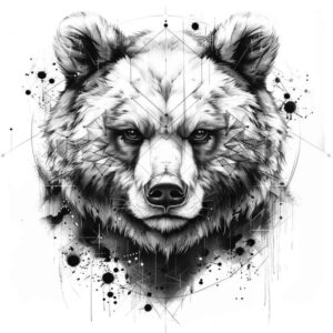fierce-bear – tattoo design ideas free ai generated – neotraditional-layered-fill – for-outer-arm – Gallery: bears-inkby-ai