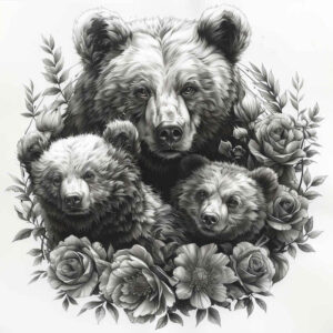 forest-bear – tattoo design ideas free ai generated – neotraditional-modern-twist – for-stomach – Gallery: bears-inkby-ai