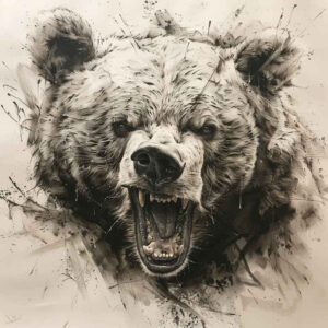 forest-bear – tattoo design ideas free ai generated – surrealism-whimsical – for-outer-arm – Gallery: bears-inkby-ai