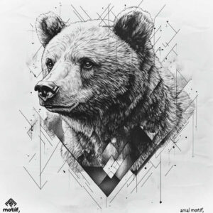 lone-bear – tattoo design ideas free ai generated – surrealism-shifting-shapes – for-nape – Gallery: bears-inkby-ai