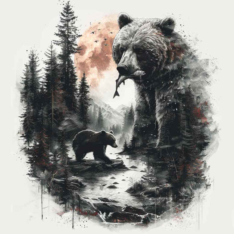 mighty-bear – tattoo design ideas free ai generated – neotraditional-artistic-shading – for-upper-arm – Gallery: bears-inkby-ai