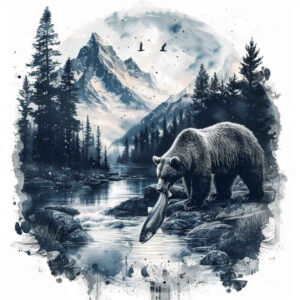 mighty-bear – tattoo design ideas free ai generated – neotraditional-enhanced-shading – for-back-of-neck – Gallery: bears-inkby-ai
