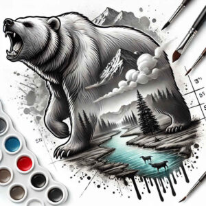 primal-bear – tattoo design ideas free ai generated – neotraditional-structured-design – for-upper-chest – Gallery: bears-inkby-ai