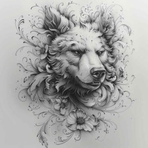 primal-bear – tattoo design ideas free ai generated – surrealism-visionary – for-spine – Gallery: bears-inkby-ai