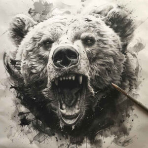 spirit-bear – tattoo design ideas free ai generated – neotraditional-textured-shading – for-side-torso – Gallery: bears-inkby-ai