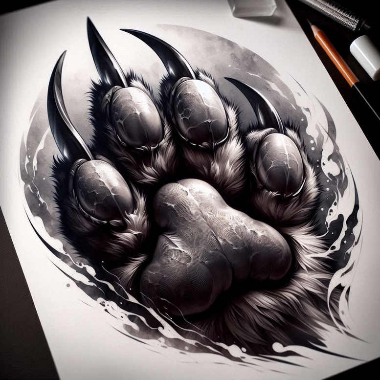 spirit-bear – tattoo design ideas free ai generated – realism-seamless-blend – for-stomach – Gallery: bears-inkby-ai