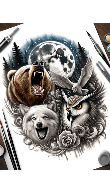 bears tattoo design ideas vivid hues among trees meaning endurance