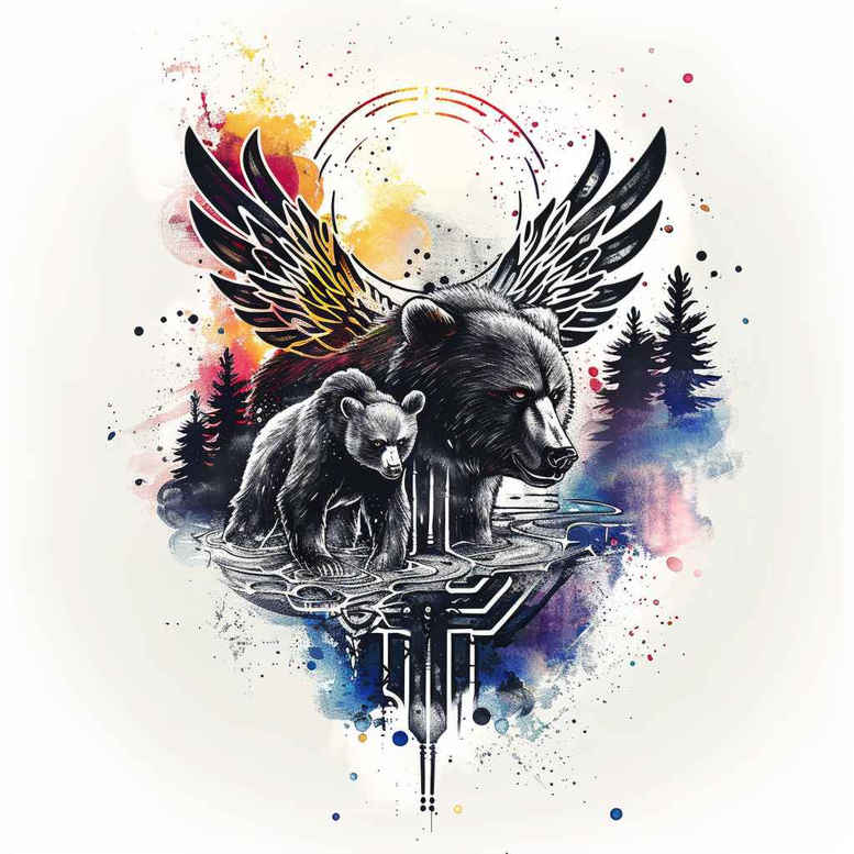 bears tattoo design ideas Realism textured skin energy symbolising strength