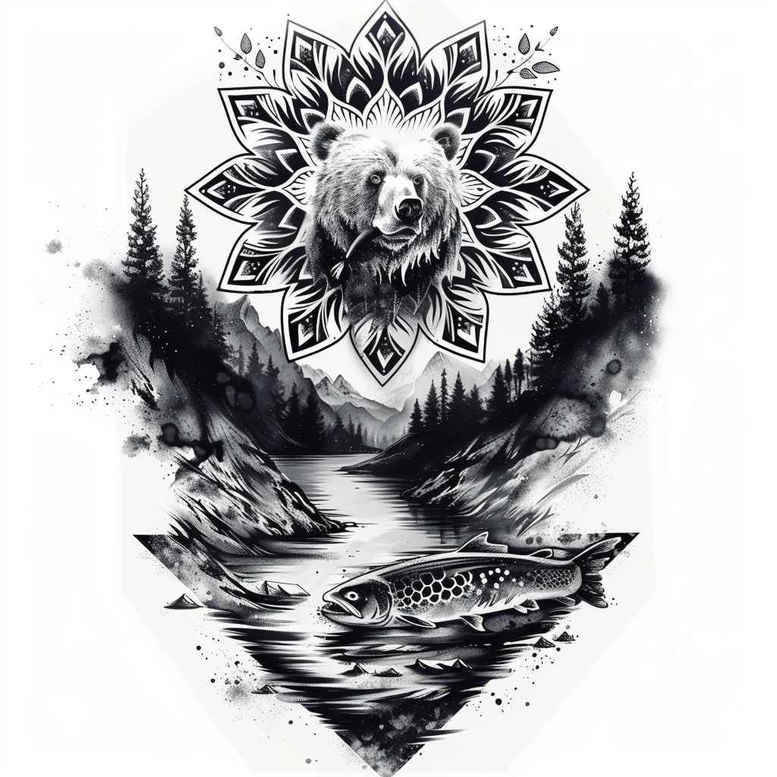 bears tattoo design ideas clean fill fierce stands for determination