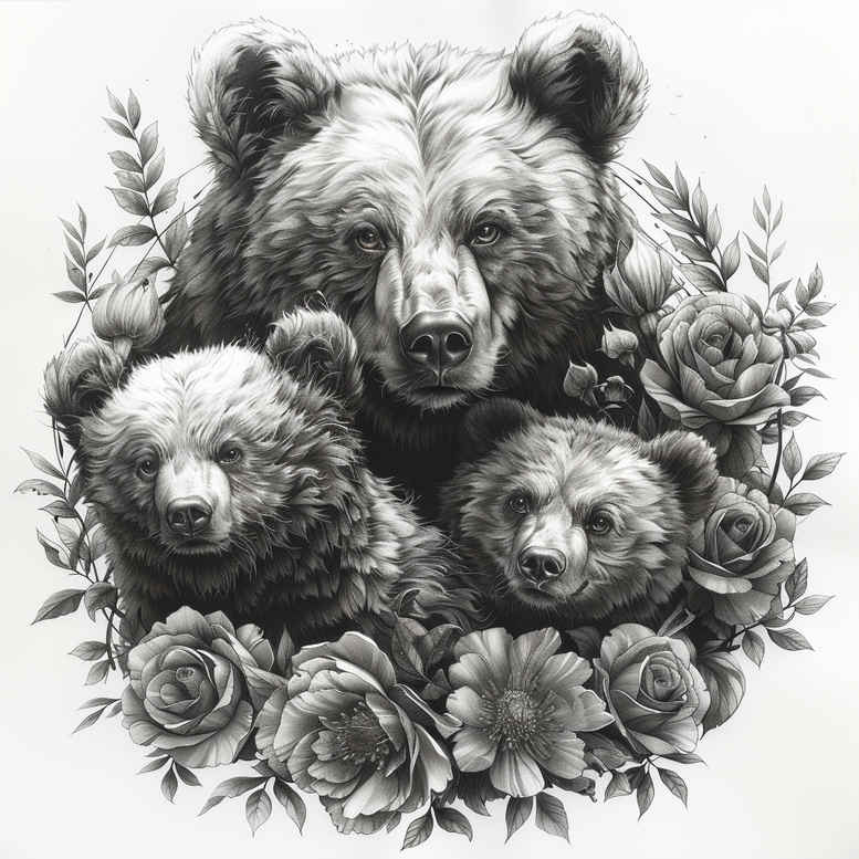 bears tattoo design ideas Realism natural contrast full strength for neck
