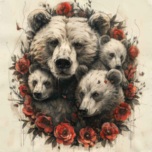 bears tattoo design ideas black-and-white in motion for outer arm