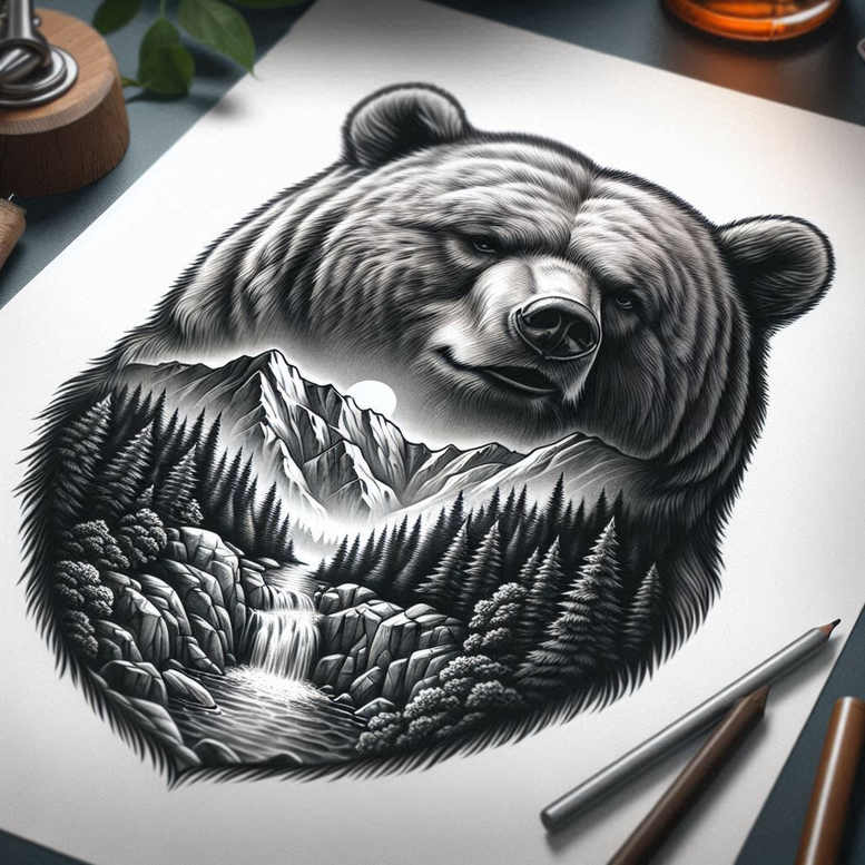 bears tattoo design ideas precise lines might for back of neck